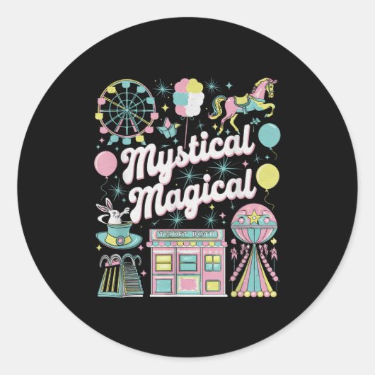 Sticker Rond Mystical Magical Retro Aesthetic Space Gift Men Wo (Devant)