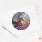 Sticker Rond Mystical Rainbow Dragon Crystal personnalisé (Enveloppe)