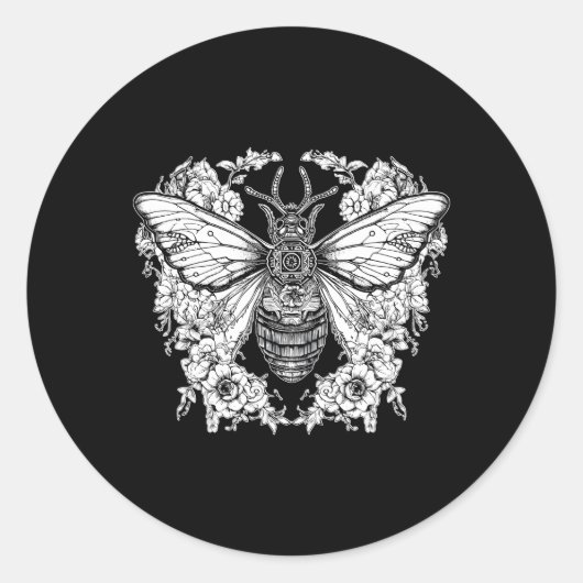 Sticker Rond Mystique papillon papillon Moth sombre Academica O (Devant)