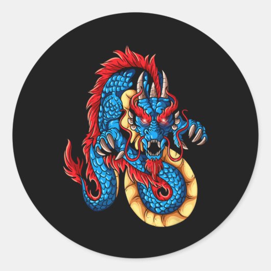 Sticker Rond Mythical Creatures China New Year Chinese New Year (Devant)