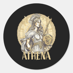 Sticker Rond Mythologie Grecque - Athéna La Déesse De La Sagess
