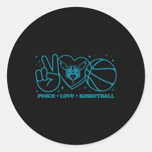 Sticker Rond N Charlotte Hornets Peace Love Sketll  (Devant)