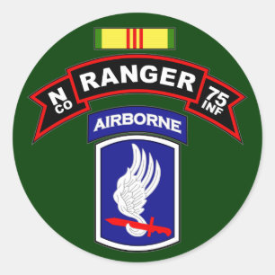 Sticker Rond N Co, 75e régiment d'infanterie - Rangers, Vietnam