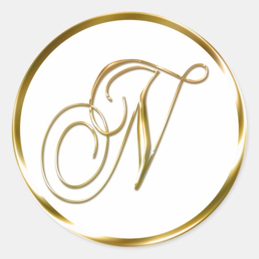 Sticker Rond N Enveloppe Or Monogramme Faux Ou Sceau Favorisant (Devant)