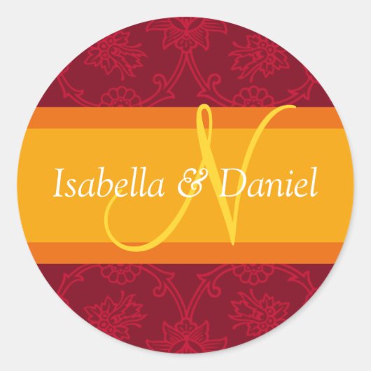 Sticker Rond N Monogrammes Pour Les Sceaux Faire-part de mariag (Devant)