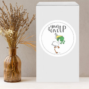 Sticker Rond N'abandonnez jamais FROG étouffer Bird