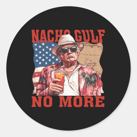 Sticker Rond Nacho Gulf No More Gulf Of United States Trump Fun (Devant)