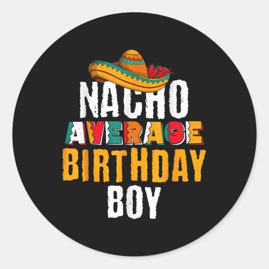 Sticker Rond Nacho Moyenne Anniversaire Garçon Cinco De Mayo Fu (Devant)