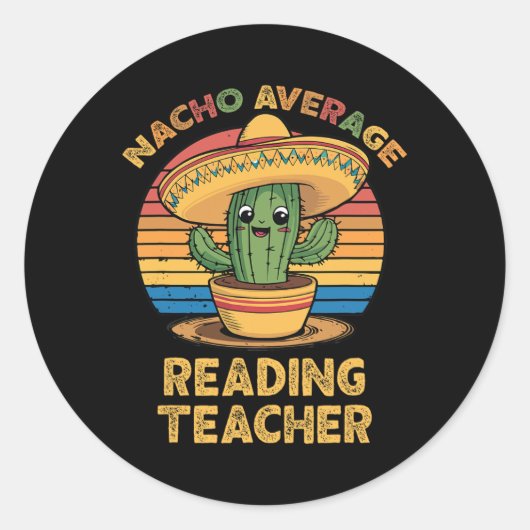 Sticker Rond Nacho Moyenne de lecture Enseignant Mexicain Cinco (Devant)