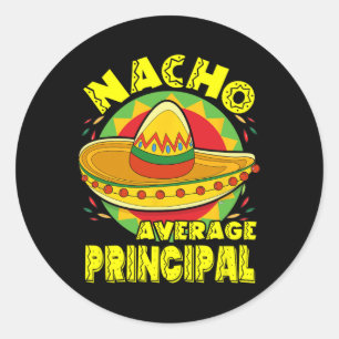 Sticker Rond Nacho Principal Moyen Avec Mexicain Sombrero Cinc