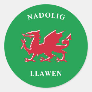 Sticker Rond Nadolig Llawen Welsh Simple Celtic Joyeux Noël