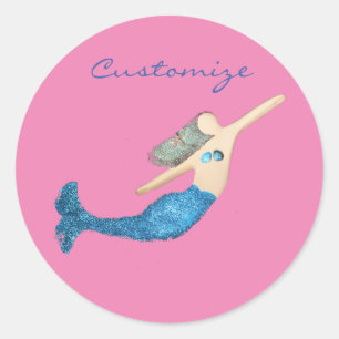 Sticker Rond Nage de Mermaid à queue bleue Thunder_Cove