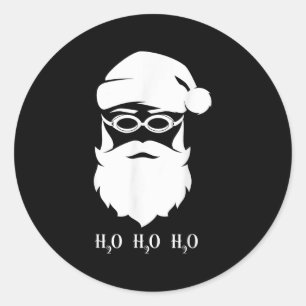 Sticker Rond Nage Noël Père Noël H20 Nage Noël