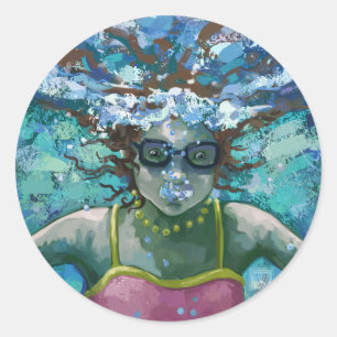 Sticker Rond Nage sous l'eau