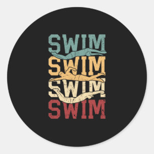 Sticker Rond Nage vintage rétro drôle