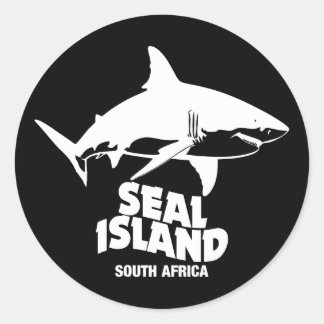 Sticker Rond Nager Avec De Grands Requins Blancs - Seal Island