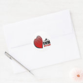 STICKER ROND NAGER AVEC LE COEUR (Enveloppe)