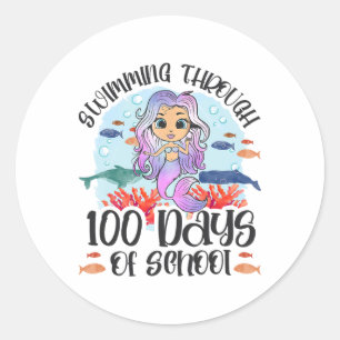 Sticker Rond Nager Jusqu'À 100 Jours D'École - Sirène