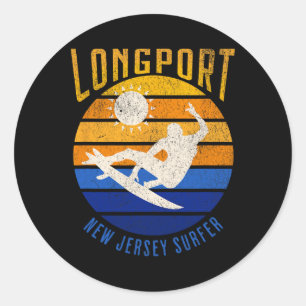 Sticker Rond Nageur du New Jersey Longport Nj Plages de surf Pl