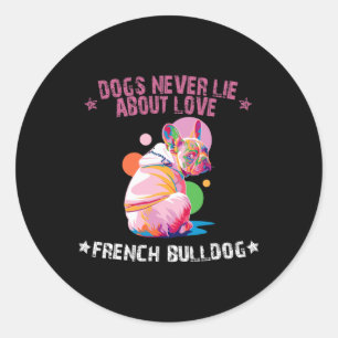 Sticker Rond N'Aimez Jamais L'Amour French Bulldog Fun - Hommes