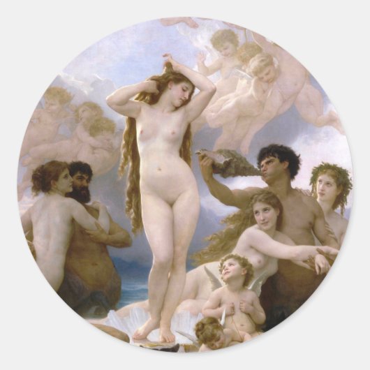 Sticker Rond Naissance de Vénus par William-Adolphe Bouguereau (Devant)
