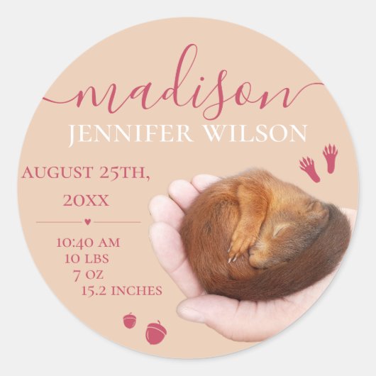 Sticker Rond Naissance d'une petite fille cadeau état de naissa (Devant)