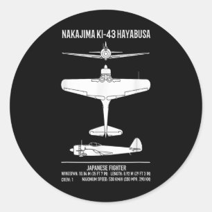 Sticker Rond Nakajima Ki-43 Hayabusa Avion de chasse japonais