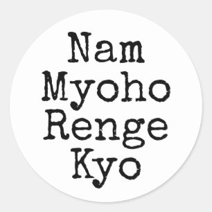 Sticker Rond Nam Myoho Renge Kyo Mantra bouddhiste blanc