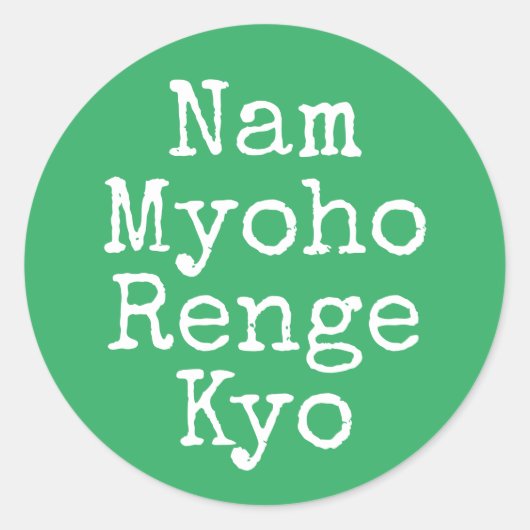 Sticker Rond Nam Myoho Renge Kyo Mantra du bouddhisme vert (Devant)