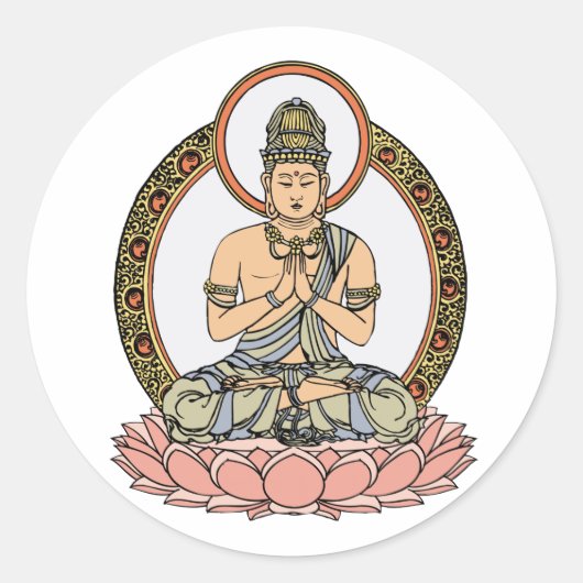 Sticker Rond Namaskara Mudra Bouddha (Devant)