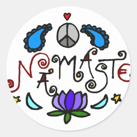 Sticker Rond Namaste Doodles (Devant)