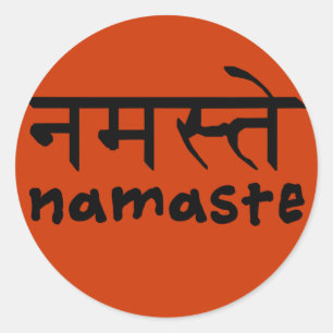 Sticker Rond Namaste en anglais et hindi