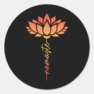Sticker Rond Namaste Fleur de Lotus Yoga Zen Bouddhisme Bouddha