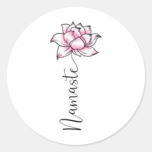 Sticker Rond Namaste Lilly Lotus Fleur Rose Mignonne Hindi Yoga