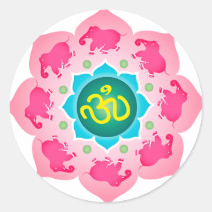 Sticker Rond Namaste Lotus Fleur Om Yoga