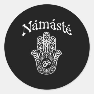 Sticker Rond Namaste Main Hamsa Yoga Hindouisme Vedas Ohm _1