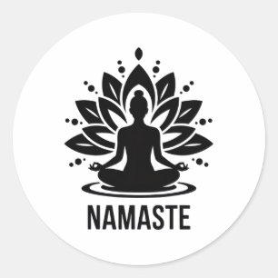 Sticker Rond Namaste Méditation Amoureux de Yoga Relaxation Spi