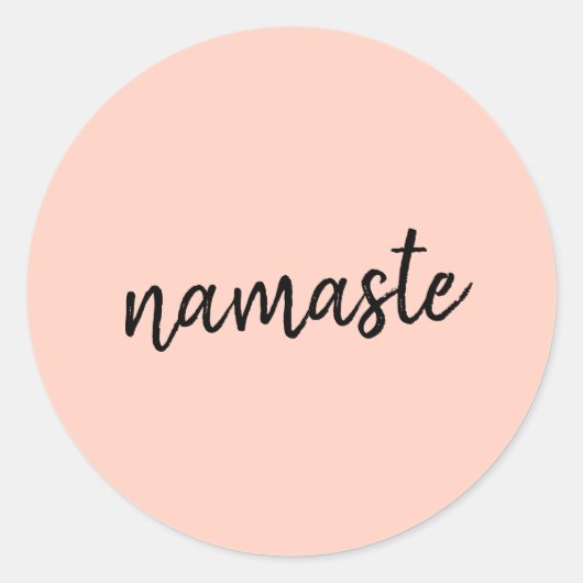Sticker Rond Namaste | Peachy Pink Modern Yoga (Devant)