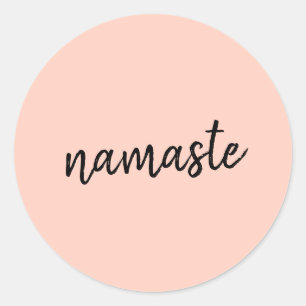 Sticker Rond Namaste Peachy Pink Modern Yoga