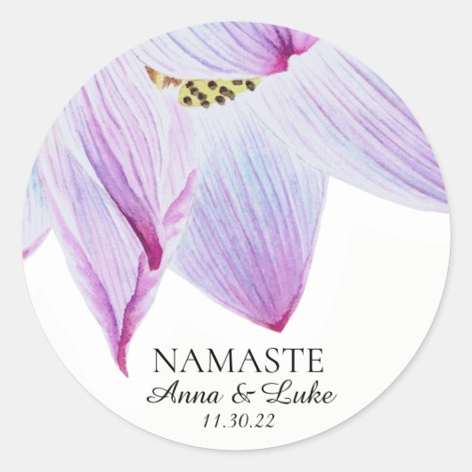 Sticker Rond *~* Namaste Pink Magenta & Blue Lotus (Devant)