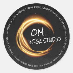 Sticker Rond Namaste Yoga Méditation Instructeur Black Gold ZEN