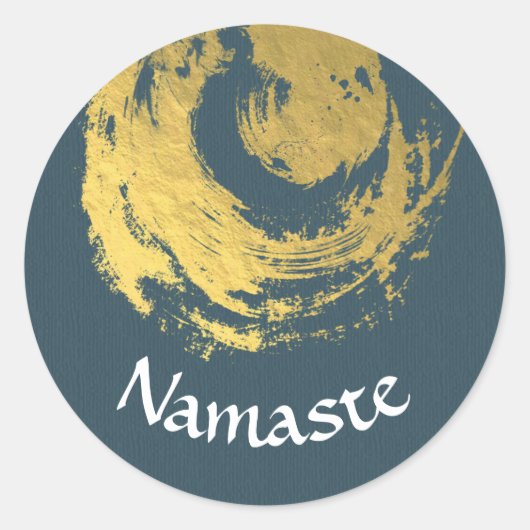 Sticker Rond Namaste Yoga Méditation Instructeur Blue Gold ZEN (Devant)