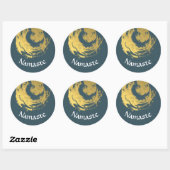 Sticker Rond Namaste Yoga Méditation Instructeur Blue Gold ZEN (Feuille)