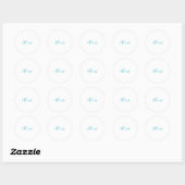 Sticker Rond Name Calligraphy Script Plain Simple White Blue (Feuille)