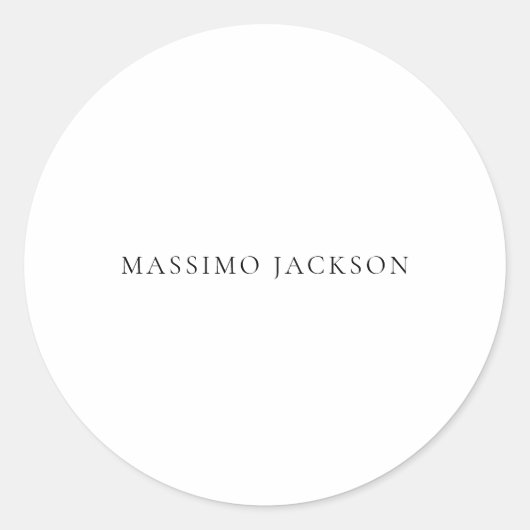 Sticker Rond Name Minimalist Modern Plain Simple Black White (Devant)