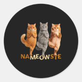 Sticker Rond Nameowste Yoga Cat (Devant)