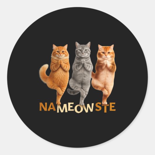 Sticker Rond Nameowste Yoga Cat  (Devant)