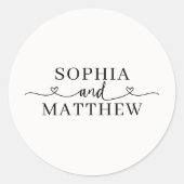 Sticker Rond Names Script Heart Wedding (Devant)