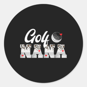 Sticker Rond Nana de golf Nana léopard golfeuse Nana d'un joueu