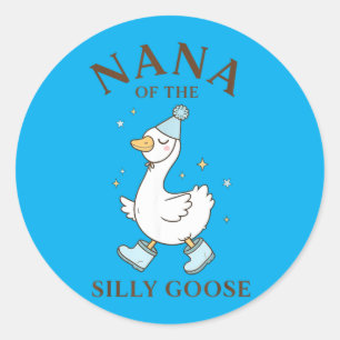 Sticker Rond Nana de l'anniversaire de la famille de l'oie idio